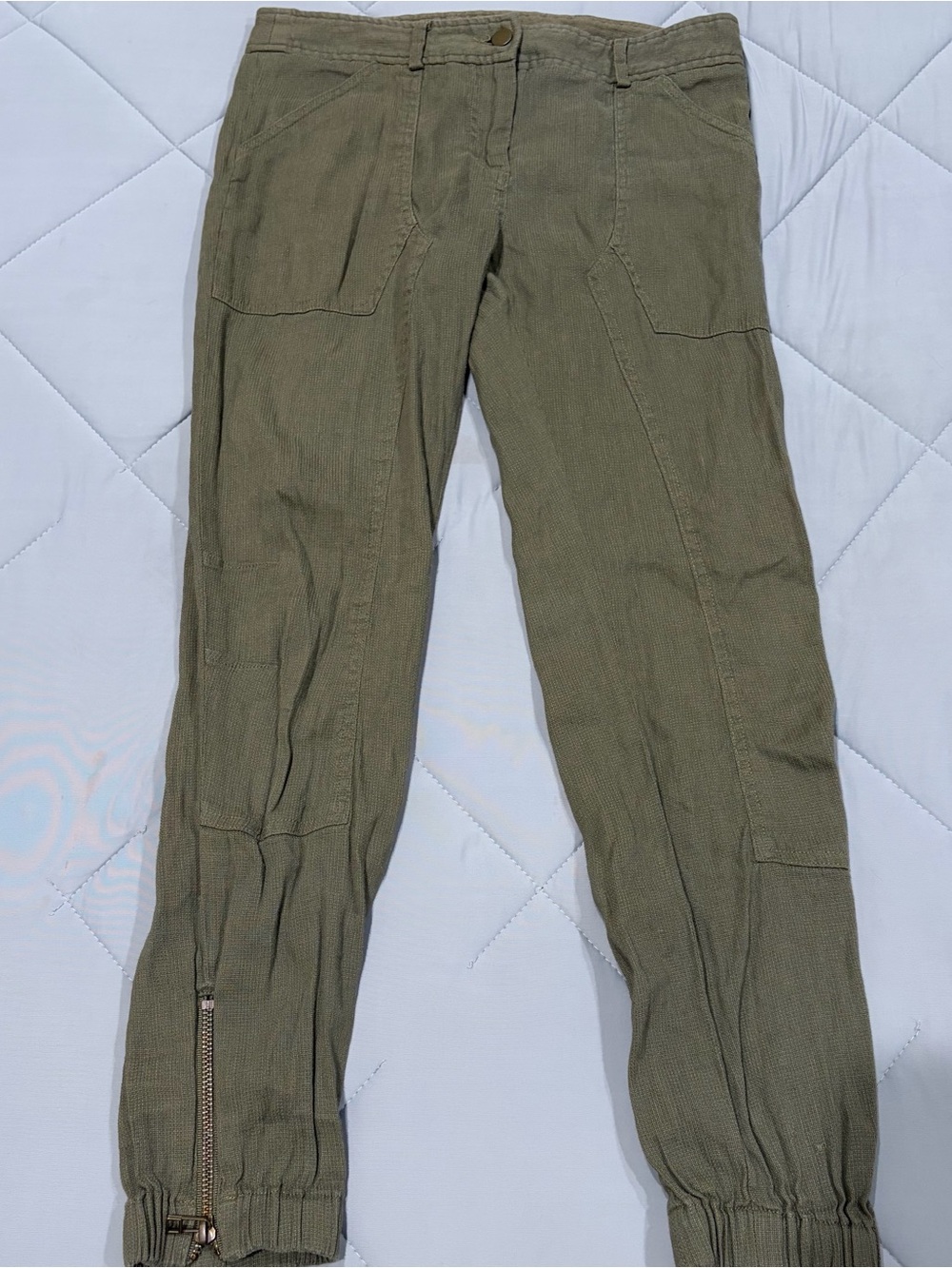 Veronica Beard Olive Green Cargo Jogger Pants